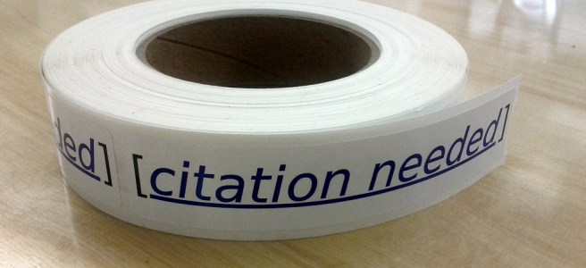 Wikipedia "Citation needed" stickers
