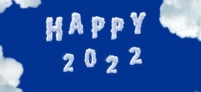 Happy 2022, written in clouds