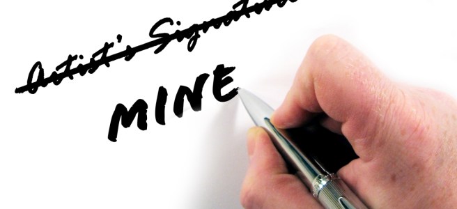 "Artist's signature", crossed, replaced by "mine"